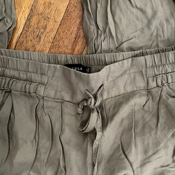 Talula olive green elastic waistband pockets casual pants sweatpants rayon - Picture 6 of 7